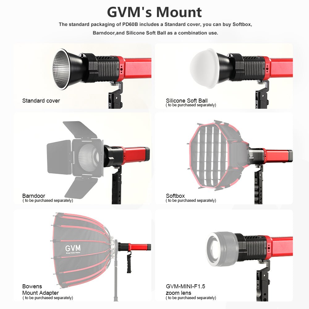 GVM PD60B 60W Hand-held Waterproof LED Light Spotlights