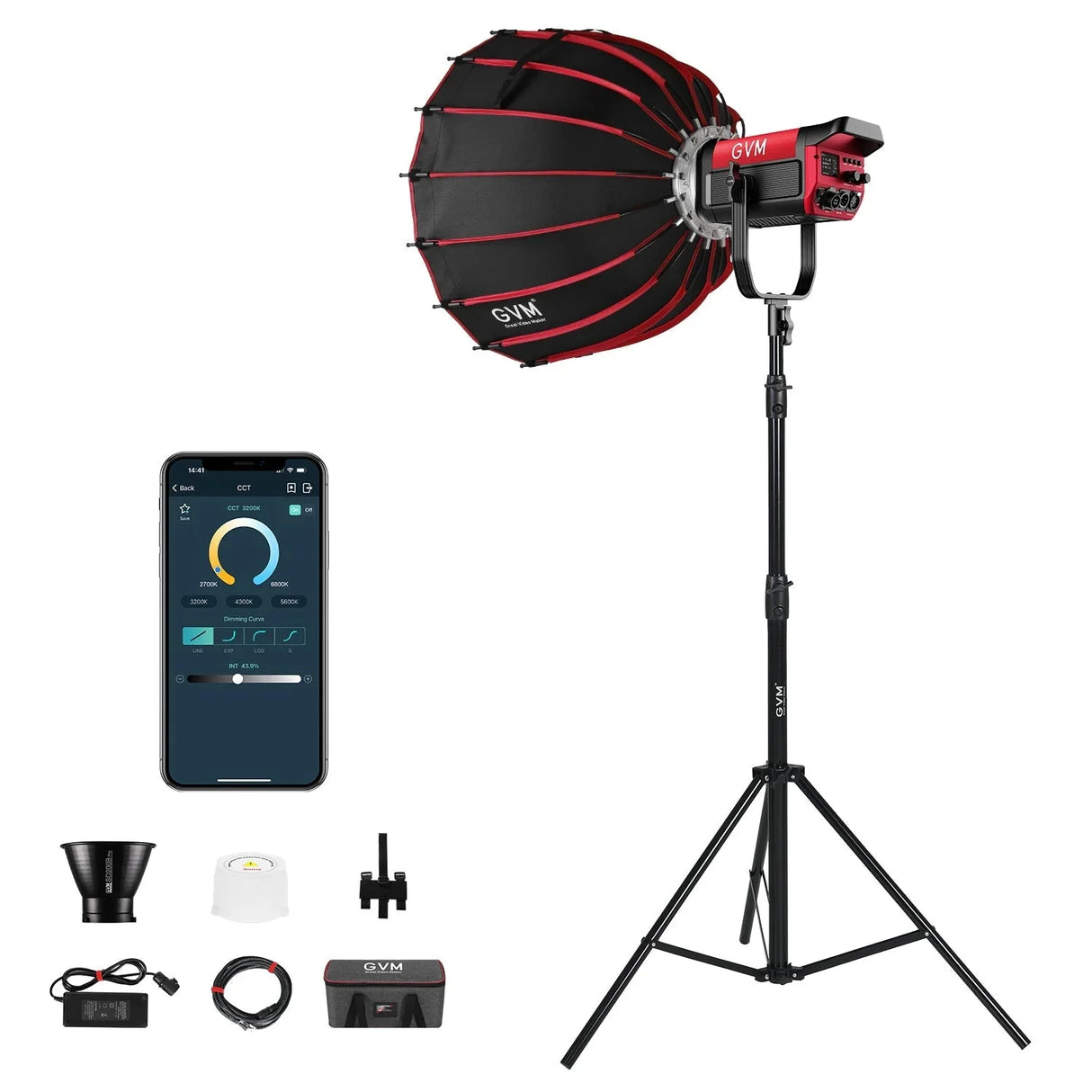 GVM PRO-SD200B 200W Bi-Color Mesh Bluetooth Monolight