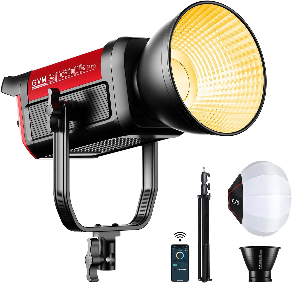 GVM PRO-SD300B 300W Bi-Color Monolight V-mount Mesh Bluetooth