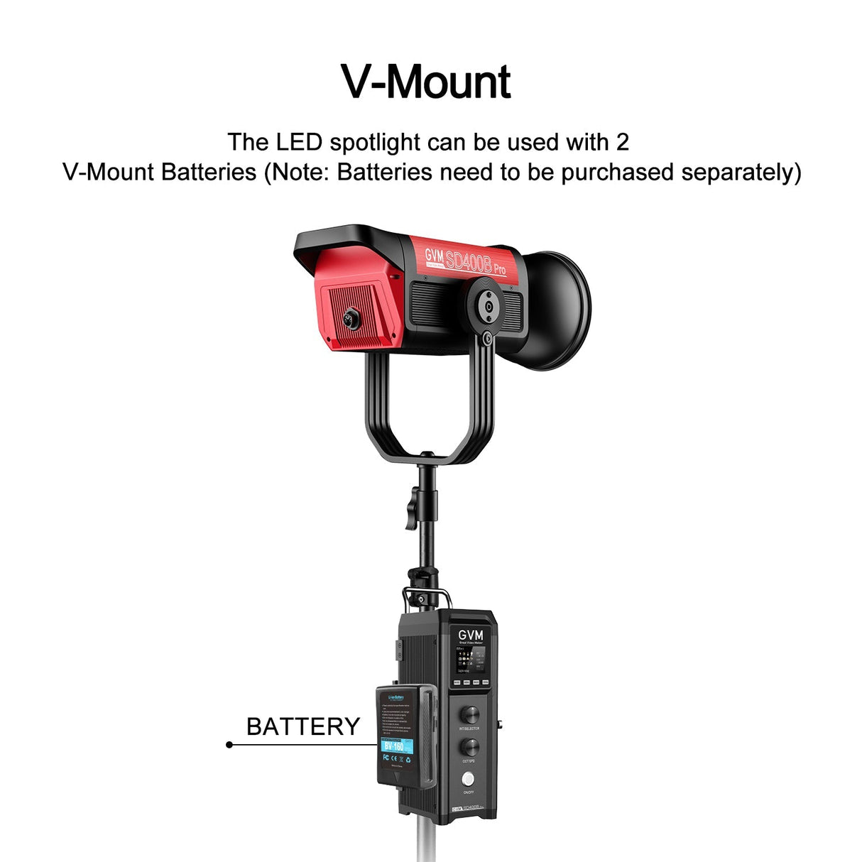 GVM PRO-SD400B 400W Waterproof Bi-Color Monolight(V-mount & Mesh Bluetooth)