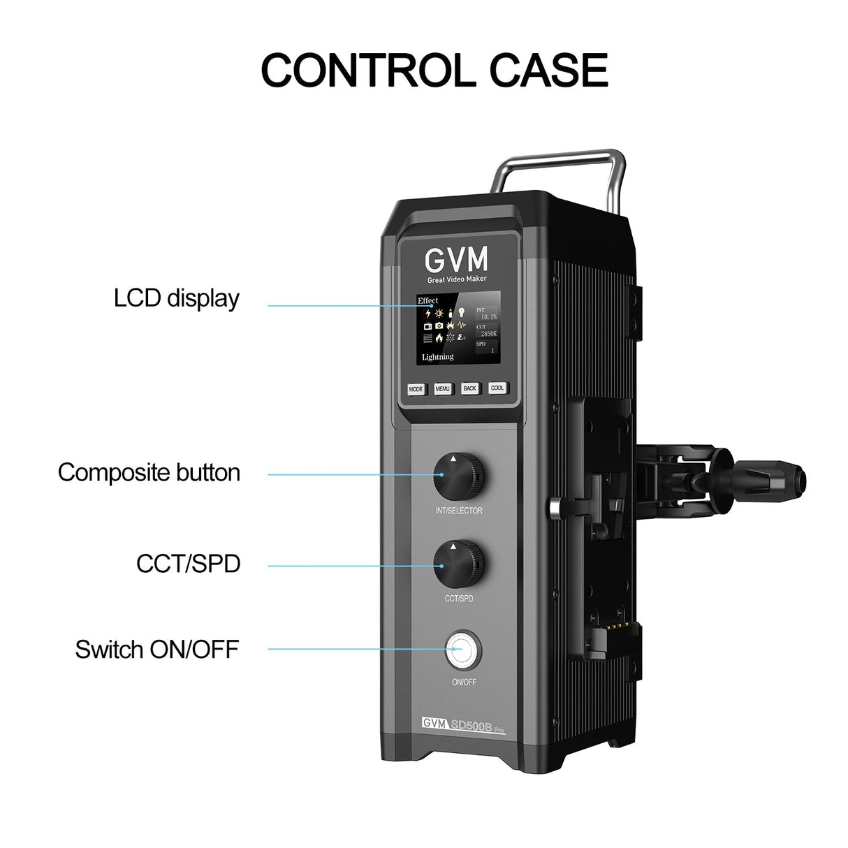 GVM PRO-SD500B 500W Waterproof Bi-Color Monolight(V-mount & Mesh Bluetooth)