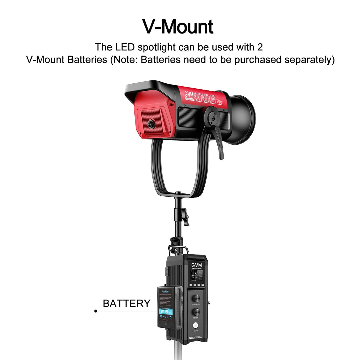 GVM PRO-SD650B 650W Waterproof Bi-Color Monolight(V-mount & Mesh Bluetooth)