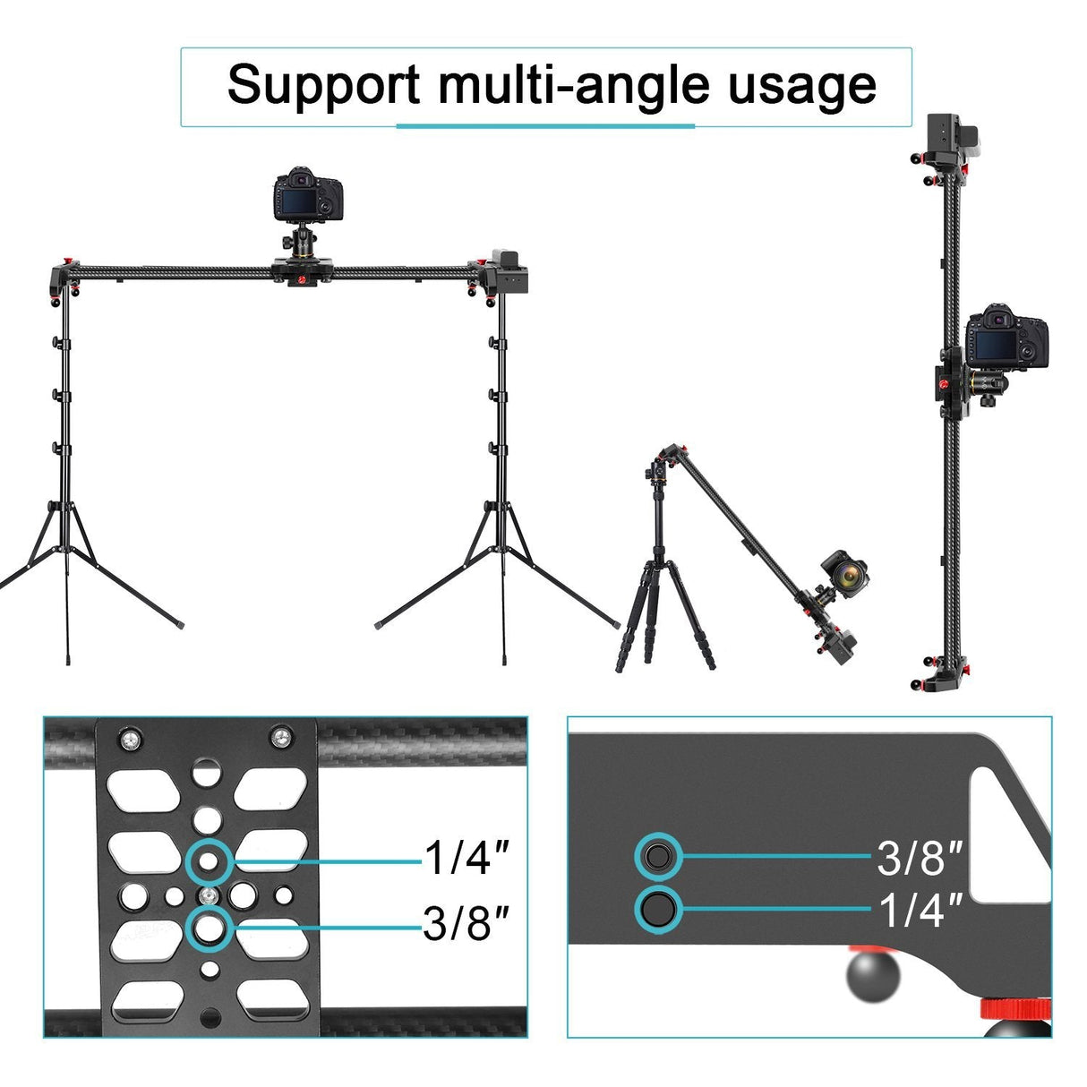 GVM Silder-120 Professional Carbon Fiber Motorized Camera Slider (48”)