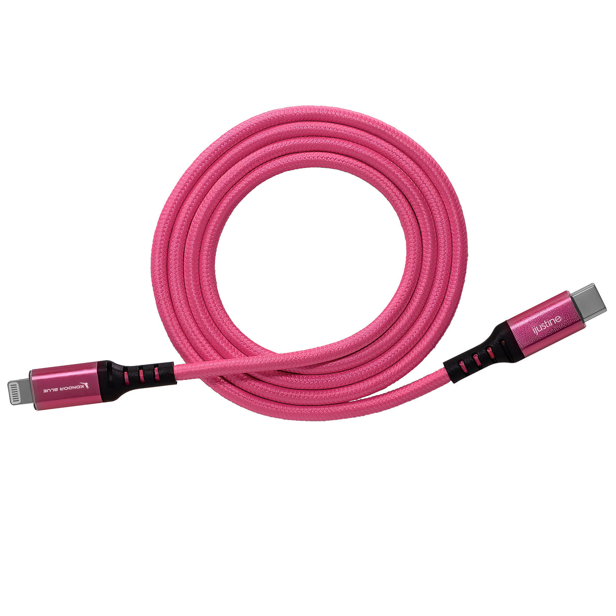 iJustine Pink Lightning Cable for iPhone Charging & Sync USB-C & USB-A (1 Meter/3.3FT)