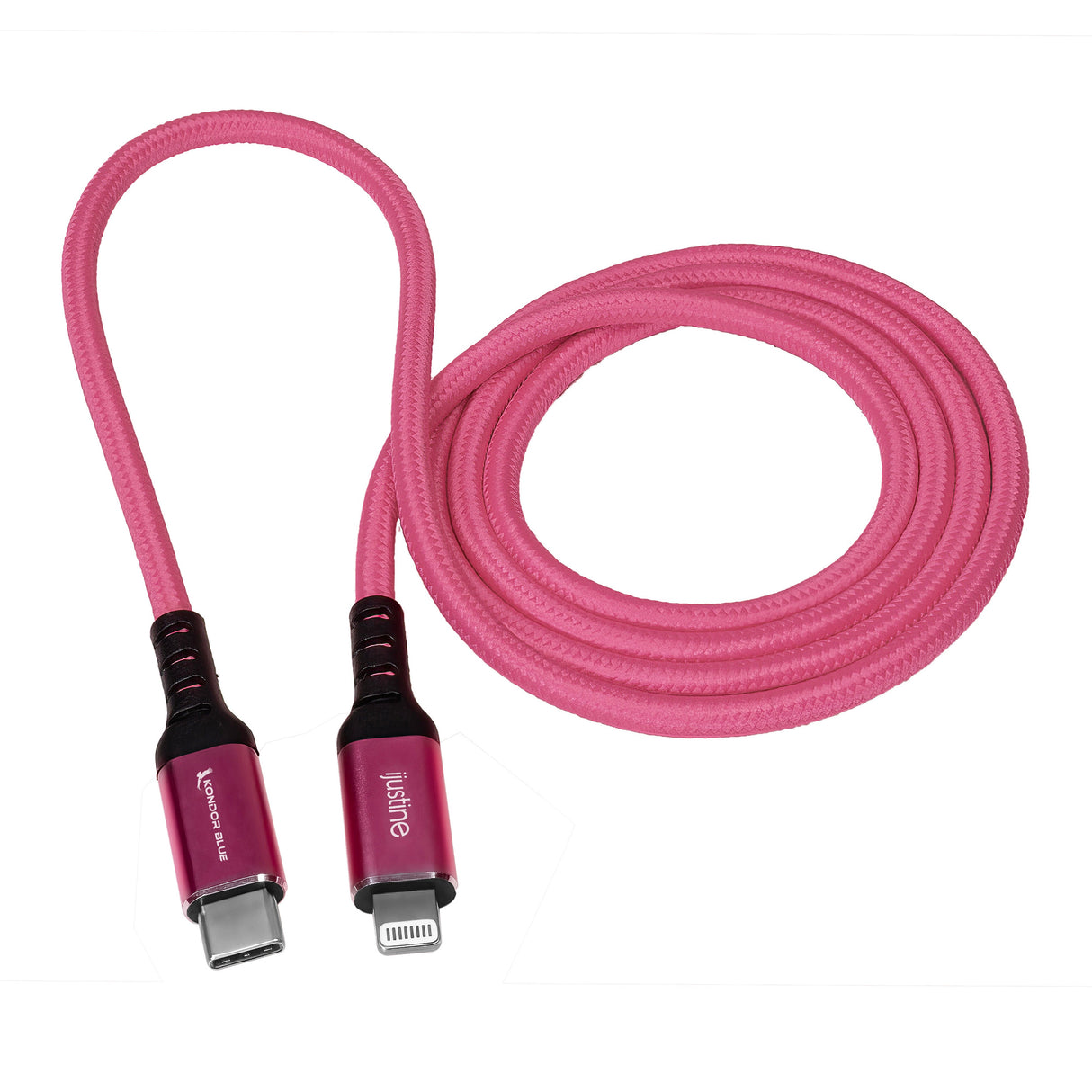 iJustine Pink Lightning Cable for iPhone Charging & Sync USB-C & USB-A (1 Meter/3.3FT)