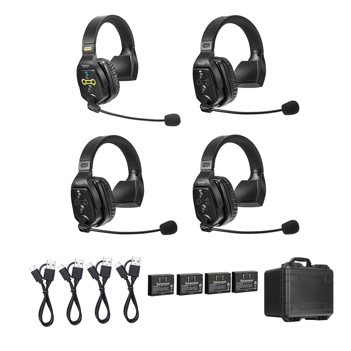 WiTalk-WT4S 4-Person Full-Duplex 1.9GHz Wireless Single-Ear Headset Intercom System with Hard Case