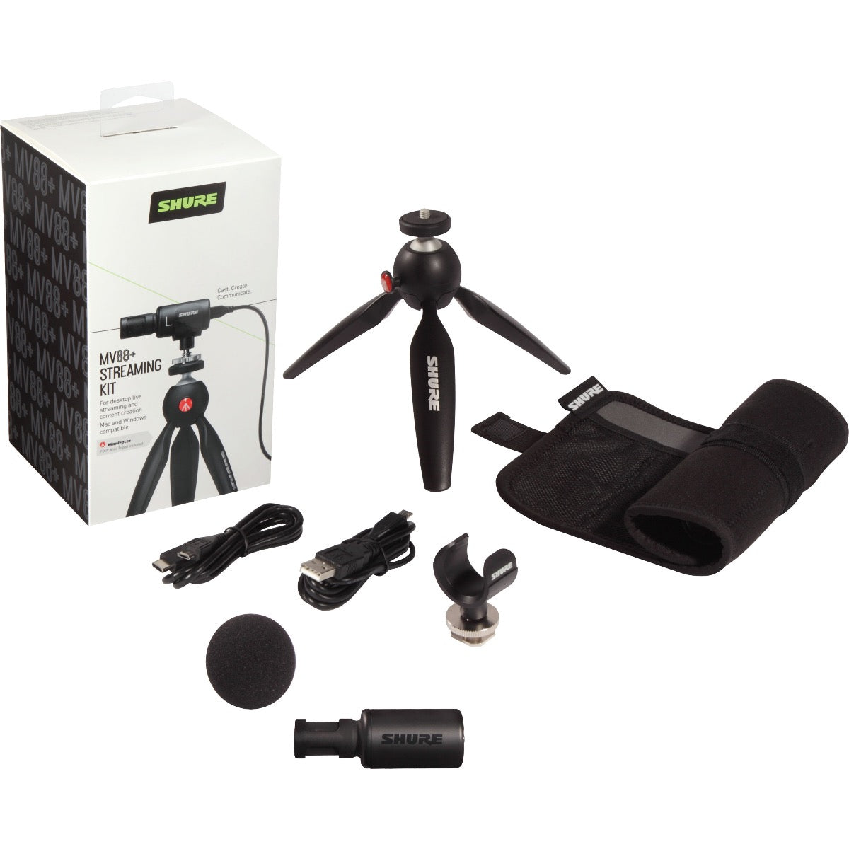 Shure MV88+ Video Kit Stereo USB Condenser Microphone with Tripod & Phone Clamp