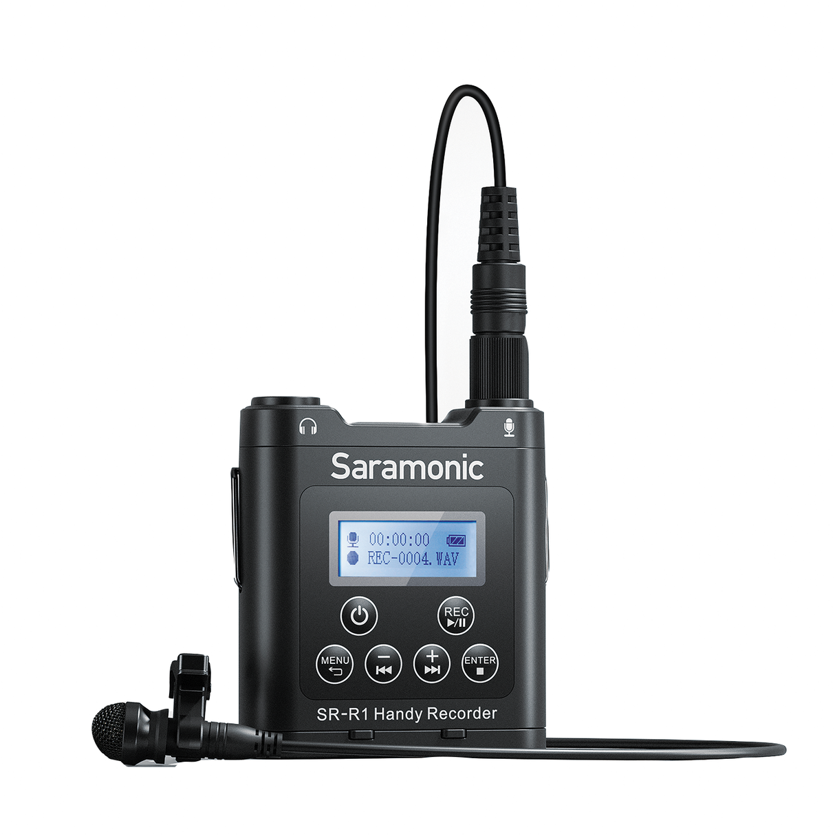 SR-R1 Belt Pack Stereo Recorder w/ 3.5mm Mic or Line Input, Headphone Out, DK3A Lavalier & Pouch